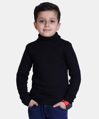 Kepa Boys Solid Cotton Blend Regular, Slim T Shirt(Black, Pack of 1)