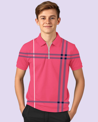 AOOSH Boys Printed Cotton Blend Regular T Shirt(Pink, Grey, Pack of 1)