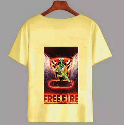 HouseOfCommon Boys Printed Polyester Regular T Shirt(Yellow, Pack of 1)