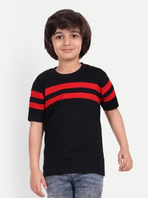 Billion Boys Striped Pure Cotton Regular T Shirt(Multicolor, Pack of 1)