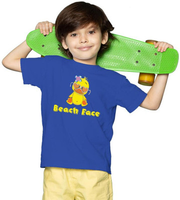 CHOMBOOKA Boys Graphic Print Polyester Oversized T Shirt(Dark Blue, Pack of 1)