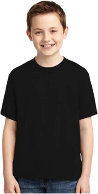 ORATEES COLLECTION Boys & Girls Solid Polyester Regular T Shirt(Black, Pack of 1)