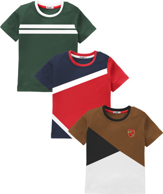 tarsier Boys Printed Cotton Blend Regular T Shirt(Multicolor, Pack of 3)