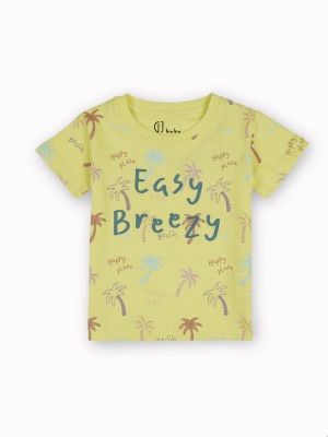 Gj Baby Baby Girls Conversational Cotton Blend Regular T Shirt(Yellow, Pack of 1)