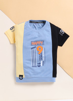 SARDAR DRESSES Boys Printed Pure Cotton Regular T Shirt(Blue, Pack of 1)