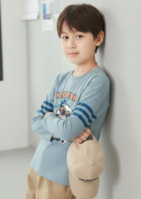 FROSEN FOX Boys Self Design Pure Cotton Regular T Shirt(Light Blue, Pack of 1)