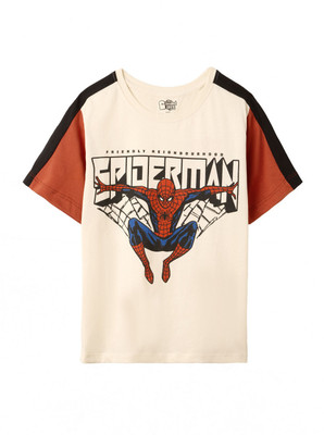 The Souled Store Boys Superhero Pure Cotton Regular T Shirt(White, Pack of 1)