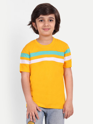 Billion Boys Striped Pure Cotton Regular T Shirt(Multicolor, Pack of 1)