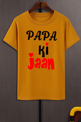 SQF Boys Printed Polyester Regular T Shirt(Yellow, Pack of 1)