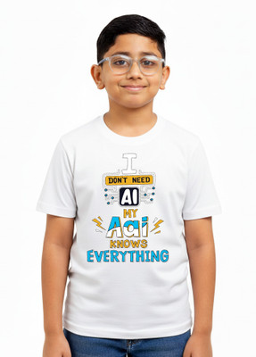 R and S Creations Boys & Girls Printed Pure Cotton Regular T Shirt(White, Pack of 1)