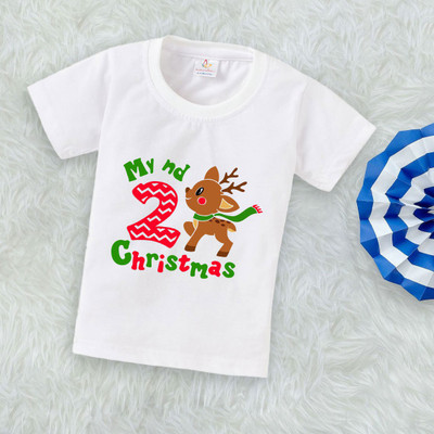 Babywish Boys & Girls Typography Pure Cotton Regular T Shirt(White, Pack of 1)