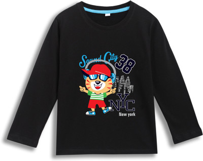 Kids Craft Boys & Girls Self Design Pure Cotton Regular T Shirt(Black, Pack of 1)