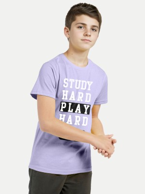 radprix Baby Boys Typography, Printed Cotton Blend Regular T Shirt(Purple, Pack of 1)