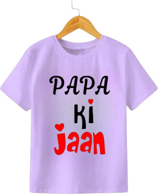 KNCH Boys & Girls Typography Polycotton Regular T Shirt(Purple, Pack of 1)