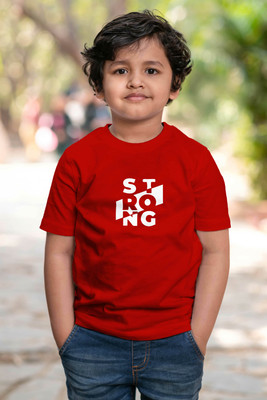 CHOMMBOOKA TRENDING Boys Typography Pure Cotton Regular T Shirt(Red, Pack of 1)