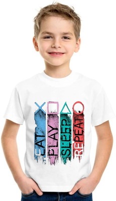 Shubham designer gallery Boys Typography, Geometric Print Cotton Blend Regular T Shirt(White, Pack of 1)