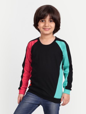 PROVOGUE Boys Colorblock Pure Cotton Regular T Shirt(Multicolor, Pack of 1)