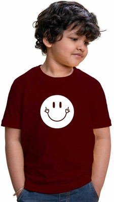 CHOMMBOOKA TRENDING Boys Graphic Print Pure Cotton Regular T Shirt(Maroon, Pack of 1)
