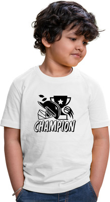 CHOMMBOOKA TRENDING Boys Typography, Graphic Print Pure Cotton Regular T Shirt(White, Pack of 1)
