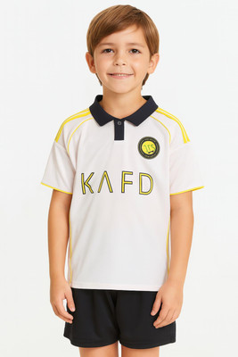 rjm Boys & Girls Printed Polyester Regular T Shirt(White, Pack of 1)