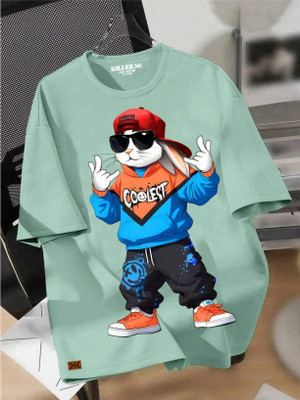 KILLER Boys Printed Pure Cotton Regular T Shirt(Light Green, Pack of 1)