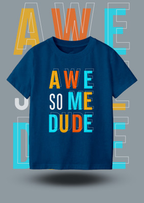 Codez Boys Printed Cotton Blend Regular T Shirt(Blue, Pack of 1)