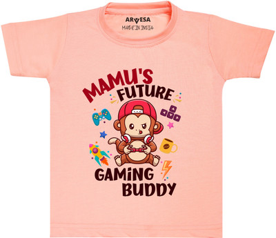 ARVESA Boys Printed Cotton Blend Regular T Shirt(Pink, Pack of 1)