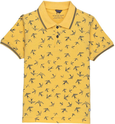 Status Quo Boys Printed Cotton Blend Regular T Shirt(Yellow, Pack of 1)