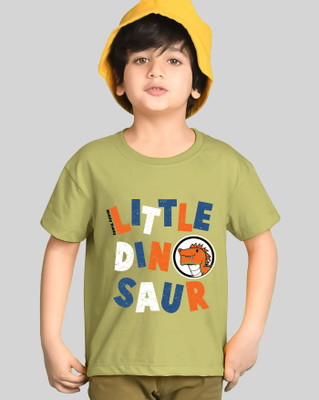 Kiddy Viddy Boys Printed Cotton Blend Regular T Shirt(Light Green, Pack of 1)