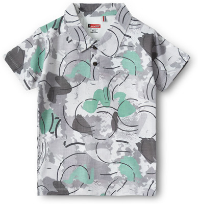 JACKBOY Boys Graphic Print Polycotton Regular T Shirt(Grey, Pack of 1)