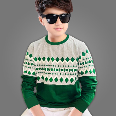 MYEONN Boys Printed Pure Cotton Regular T Shirt(Multicolor, Pack of 1)