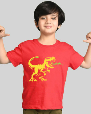 AOOSH Boys Printed Cotton Blend Regular T Shirt(Red, Pack of 1)