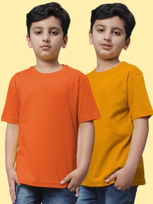 FBAR Boys Solid Pure Cotton Regular T Shirt(Multicolor, Pack of 2)