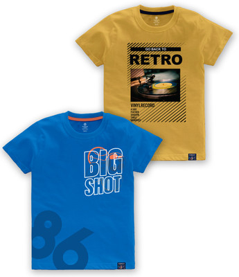 Codez Boys Printed Cotton Blend Regular T Shirt(Multicolor, Pack of 2)