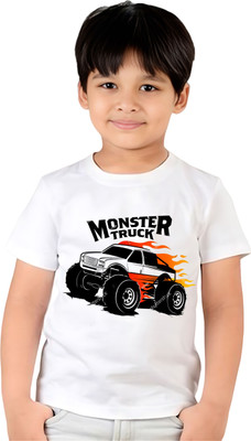 ORATEES Boys Typography, Graphic Print Cotton Blend Regular T Shirt(White, Pack of 1)