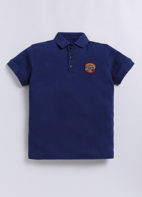 CRAZYPENGUIN ELITE Boys Printed Pure Cotton Regular T Shirt(Blue, Pack of 1)