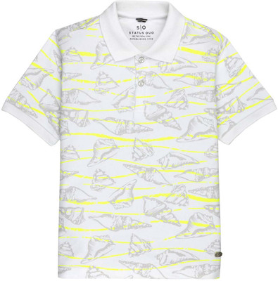 Status Quo Boys Printed Cotton Blend Regular T Shirt(White, Pack of 1)