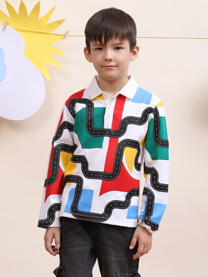 Spunkies Boys Printed Cotton Blend Regular T Shirt(Multicolor, Pack of 1)