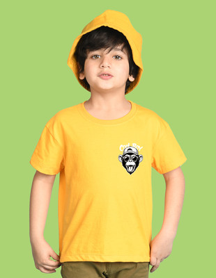 Nusyl Boys Graphic Print Cotton Blend Oversized T Shirt(Yellow, Pack of 1)