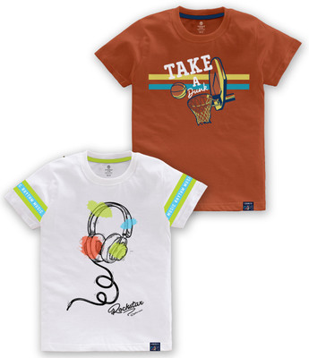 Codez Boys Printed Cotton Blend Regular T Shirt(Multicolor, Pack of 1)