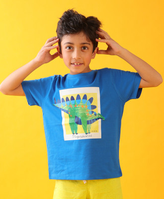 anthrilo Baby Boys Printed Cotton Blend Regular T Shirt(Blue, Pack of 1)