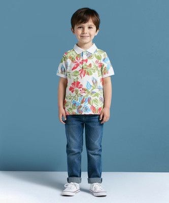 KILLER Boys Printed Pure Cotton Regular T Shirt(White, Pack of 1)