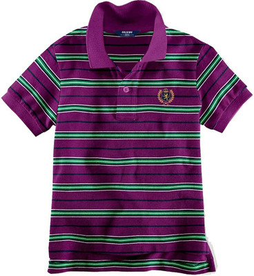 CELSIUS Boys Striped Cotton Blend Regular T Shirt(Purple, Pack of 1)