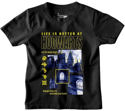 BonOrganik Boys Printed Pure Cotton Regular T Shirt(Black, Pack of 1)