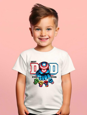 YI FASHION Boys Printed Polyester Regular T Shirt(White, Pack of 1)