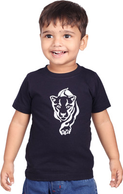 Yellowtoons Boys Printed Cotton Blend Regular T Shirt(Dark Blue, Pack of 1)