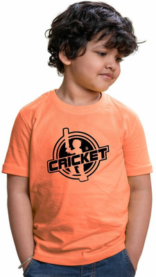 CHOMMBOOKA Boys & Girls Typography, Printed Pure Cotton Regular T Shirt(Orange, Pack of 1)