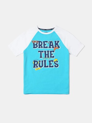 JOCKEY Boys Printed Pure Cotton T Shirt(Light Blue, Pack of 1)