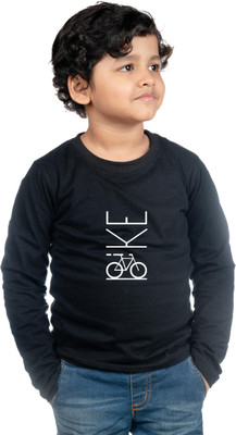 CHOMMBOOKA TREND Boys Typography Cotton Blend Regular T Shirt(Black, Pack of 1)