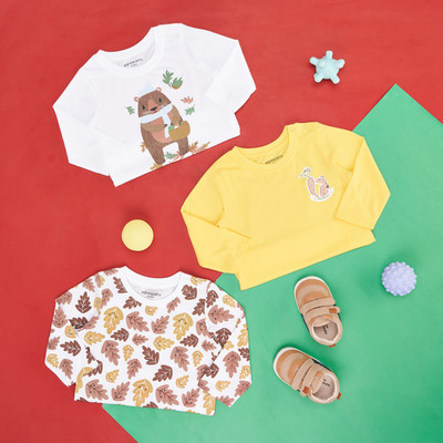 Pantaloons Baby Baby Boys Printed Pure Cotton Regular T Shirt(Multicolor, Pack of 1)